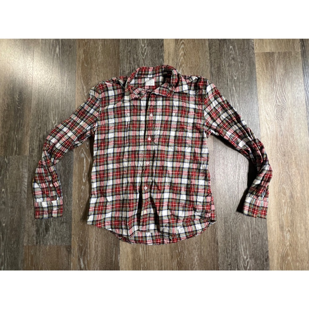 Crewcuts Flannel Shirt Boys 14 Red White Plaid Long Sleeve Button Down